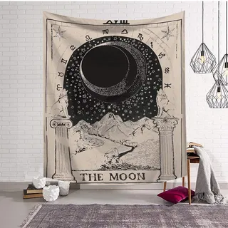 Boyouth Wandteppich, Tarot-Bilder, Digitaldruck, Wandteppich, Dekoration für Wohnzimmer, Schlafzimmer, Schlafsaal Modern 37.4"x28.7"(95cm*73cm) The Moon,xviii