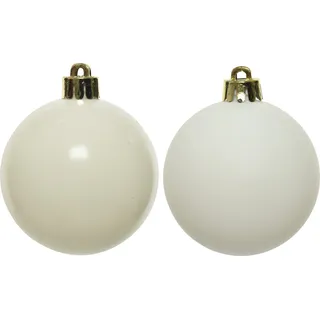 Weihnachtskugeln Kunststoff 10cm 4 Stück - Wollweiß - Weiß