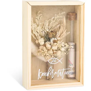Konfirmation Geschenk – Geldgeschenk zur Konfirmation & Kommunion – Geschenkbox mit Trockenblumen & Reagenzglas – Kreative Geldgeschenke für Mädchen & Jungen – Erinnerungsstück aus Holz