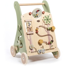 Bild von Holz Baby Lauflernwagen, 2-in-1 Activity Baby Lauflernhilfe, 12 interaktive Aktivitäten, motorische Fähigkeiten, kognitive Entwicklung, natürliches Design, 18+ Monate, Boho Chic