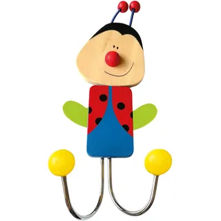 Bino world of toys Kleiderhaken mit Buntem Marienkäfer-Motiv, Deko Kinderzimmer (Haken für Kinder ab 36 Monaten geeignet, Wandhaken mit Tiermotiv, Doppelhaken, Maße: 6,8×16,2×3,3 cm), Mehrfarbig, 9987136