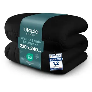 Utopia Bedding Flauschige Decke Ohne Bezug 220x240cm, Schwarz