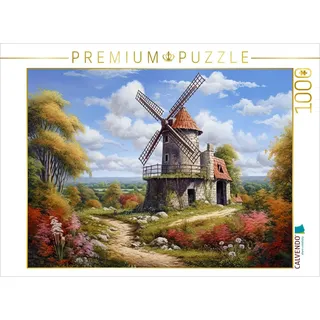 CALVENDO Puzzle Spätsommerliche Landschaft mit Windmühle | 1000 Teile Lege-Größe 64 x 48 cm Foto-Puzzle für glückliche Stunden