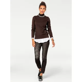 Rollkragenpullover HEINE "Rollkragen-Pullover", Damen, Gr. 50, braun (schokobraun), 100% Baumwolle, unifarben, Pullover Rollkragenpullover