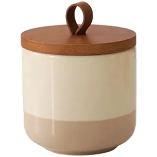 YYW Keramik Vorratsdose mit Bambusdeckel Silikonring Luftdichte Frischhaltedose mit praktischem Griff (Neu) | Ideal zur Aufbewahrung von Lebensmitteln (Small size)