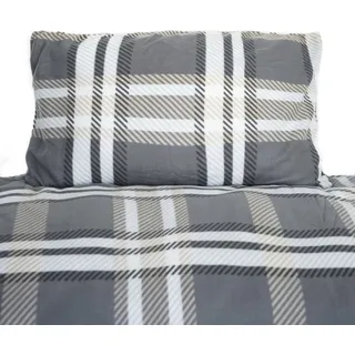 Fleece-Bettwäsche in Anthrazit mit kariertem Muster mit Reißverschluss 100% Polyester 135x200 cm - Grau