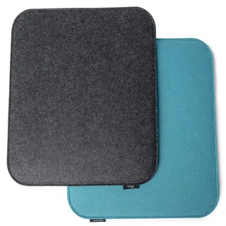FilzGut Dunkelgrau Blau 2er Set Sitzpolster Filz Sitzauflage 40 x 33 cm Sitzkissen Outdoor Wendekissen Eckbank Filz Stuhlauflage für Haus und Garten