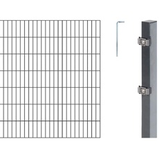 Bild Alberts 651350 Doppelstabmattenzaun als 18 tlg. Zaun-Komplettset | verschiedene Längen und Höhen | anthrazit | Höhe 140 cm Länge 16 m