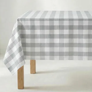 Belum Tischdecke aus Kunstharz, schmutzabweisend, kariert 0120-100, karierte Tischdecke Vichy, Größe: 200 x 140 cm, schmutzabweisend, kein Wachstuch, Tischdecke Vichy Grau, Tischdecke Stoff 100%
