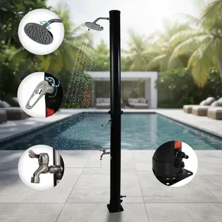 Solardusche 20L Schwarz Gartenbrause Fußdusche Camping Pool Regendusche Outdoor - Schwarz