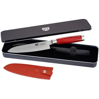 GRÄWE Damastmesser, Messer aus Damaststahl, Scharf, großes Damaszener Santokumesser, Damast Küchenmesser, 17,5 cm Klinge, asiatisches Kochmesser mit Geschenkbox