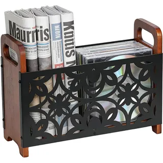 Guiwuiyu Zeitungsständer Holz, Lotusblume Zeitschriftenständer, Zeitungsständer Modern, Zeitungshalter Bücherregal Zeitschriftenhalter, Aufbewahrungskorb für Büro, Zuhause und Wohnzimmer 33x23.5x13cm