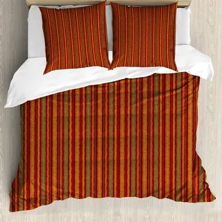 ABAKUHAUS orientalisch Bettbezug, Abstraktes Stammeslayout, Milbensicher Allergiker geeignet mit Kissenbezügen, 200 cm x 200 cm - 80 x 80 cm, Mehrfarbig
