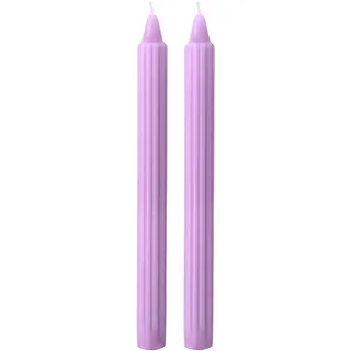 Set mit 2 dekorativen Kerzen, Dorica, Dusty Purple, 8 Stunden Brenndauer, Durchmesser 2,5 cm, Höhe 25 cm