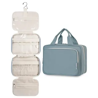 Narwey Kulturtasche Damen Gross Kulturbeutel Waschtasche Zum Aufhängen | Kosmetiktasche Mädchen mit Viel Platz, Reise Make up Organizer Tasche, Trocken und Nasstrennung, Geschenke für Frauen