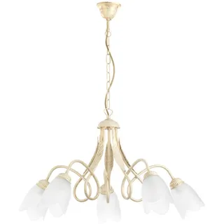 Kronleuchter , Weiß , Metall, Glas , 82 cm , Lampen & Leuchten, Innenbeleuchtung, Hängeleuchten, Kronleuchter