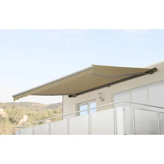 Elektrische Kassetten-Markise T123, Vollkassette Volant 4,5x3m Polyester Creme - Beige