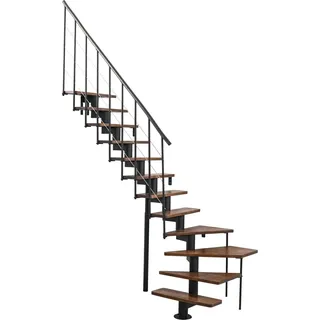 Minka Mittelholmtreppe Comfort Top Turn Walnuss Schwarz Raumhöhe bis 312 cm