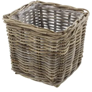 FRANK FLECHTWAREN Pflanzer Rattan Groß Quadratisch, ca. 27x27x25 cm | Stabil und Langlebig, Übertopf, Wohnzimmer Garten Boho