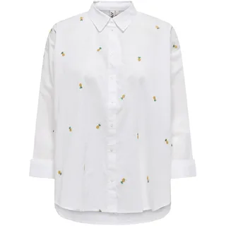 ONLY Damen Onlnew Lina Grace Ls Emb Shirt Noos WVN Knopfverschluss Box Fit Hemd Mit Langen Ärmeln, Bright White, Medium