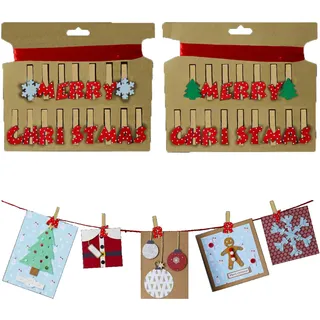 Theme Machine Weihnachtsgruss Peg Kartenhalter Aus Holz Mit Band - Zufallsdesign
