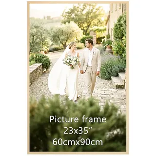 Giftgarden Natur Holzfarbener Bilderrahmen 60x90 cm, Aluminium | Großer Poste rrahmen für 90x60 cm Fotos, Zertifikate und Poster - Ausschließlich für Horizontale oder Vertikale Wandmontage
