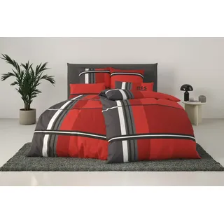 H.I.S. H.I.S Bettwäsche »Cassia« 2 tlg. in sportlichem Karo Design,Bettwäsche aus Baumwolle,ab Gr. 135x200 cm, rot