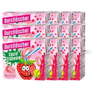 Durstlöscher Saure Erdbeere fruchtiger Geschmack 500ml 12er Pack