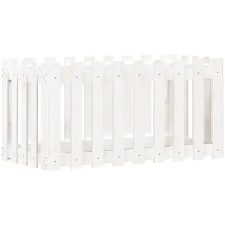 Hochbeet Lattenzaun-Design Weiß 100x50x50 cm Massivholz Kiefer - Weiß