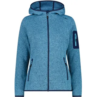 CMP Damen Unterjacke Kapuzen Fleecejacke Strick, topazio-blue ink 07LU, 42