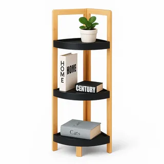 Relaxdays Bambus Eckregal mit Ablagen - Hellbraun