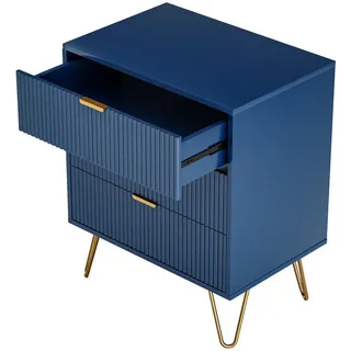 Sideboard Kommode mit 3 Schubladen, Marineblau , Blau , Holz , 40x70x60 cm , Kleinmöbel, Kommoden, Sideboards