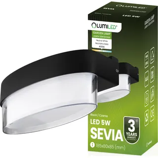 LUMILED Außenwandleuchte 5W Modern 230V 4000 K neutralweiß Wandlampe Außenlampe Wandleuchte Polycarbonat Aluminium Schwarz IP54 Wasserdicht Outdoor Außen Garten Gartenlampe - Schwarz