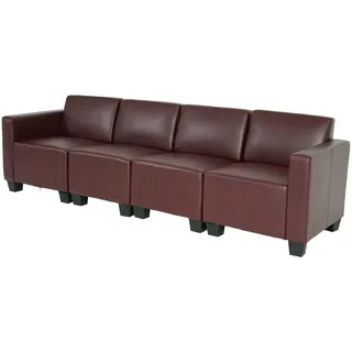 Mendler Modular 4-Sitzer Sofa Couch Lyon, Kunstleder ~ rot-braun