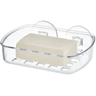 interDesign iDesign Basic Seifenhalter mit Saugnapf für die Dusche, aus strapazierfähigem Kunststoff mit zwei starken Saugnäpfen, transparent, 13,3 cm x 10,2 cm x 5,1 cm