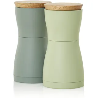 AdHoc MP129 Set Pfeffer- und Salzmühle Twin, CeraCut® Keramik Mahlwerk, dark green&light green