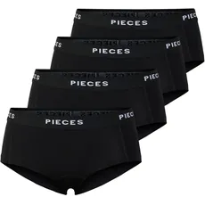 pieces Hipster »PCLOGO LADY 4 PACK SOLID NOOS BC«, (Packung, 4 St., 4er-Pack), schwarz