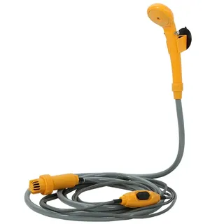12V Campingdusche mit Tauchpumpe Tragbare Dusche, 12 V KFZ-Adapter, für Camping Garten Auto Outdoor Hundedusche, inkl. 2m Schlauch udn 5m Stromkabel Outdoor Brause für Auto Garten Haustier