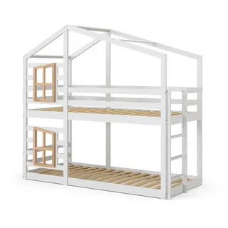 VitaliSpa Etagenbett Maja 90 x 200 cm Erle massiv weiß