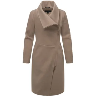 Kurzmantel NAVAHOO "Kurzmantel Samtrose 14", Damen, Gr. XS, braun (taupe grau), Obermaterial: 90% Polyester PES. 10% Viskose CV.  Obermaterial: Futter: 100% Polyester PES., Mäntel Kurzmantel