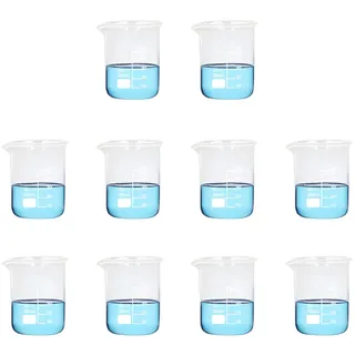 10 Stück Glas Messbecher 50 ml Volumetrische Transparente Becherglas Laborglaswaren für Labor Küchen Bedarf