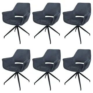Mendler Esszimmerstuhl HWC-M53 Stoff MVG dunkelgrau 6er Set