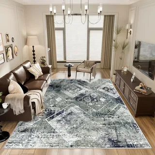 Vamcheer Teppich Wohnzimmer Flauschig Waschbar 160X230- Blau/Grün Schlafzimmer Teppich rutschfest, Teppiche Gegend Moderner, Super Weich Eingedickter Schwamm Komfort Updrade, für Arbeitszimmer, Büro