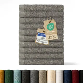 Blumtal Premium Frottier Gästehandtücher Set 12 teilig 100% Baumwolle - Oeko-TEX zertifiziertes Gästehandtuch 12x (30x30 cm) - Ultra saugstarkes Gästetücher Set waschbar °60 - Handtücher Grau