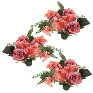 HAMPPLIES Kerzenringe Mit Künstlichen Rosenblüten Kerzenkranz Für Hochzeit Tisch Party Und Heimdekoration Leicht Realistisch 3 Stück 7.87X7.87X3.15in