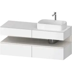 Duravit Qatego Konsolenwaschtischunterbau, 2 Auszüge, 2 Schubkästen, Ausschnitt rechts, 1400x550x600mm, Nische Weiß Supermatt, QA4766084, Farbe: Weiß Matt/mit Nischenbeleuchtung