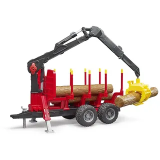 Bruder 02252 - Profi Rückeanhänger inkl. Ladekran und Holzgreifer 1:16