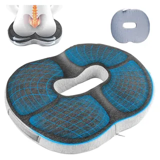 Orthopädisches Sitzkissen, Anti-Dekubitus-Stuhlkissen für Bürostuhl, Ergonomische Entlastung für Steißbein, Hämorrhoiden, Hüfte, Dunkelgrau+Hellgrau - Dunkelgrau, Hellgrau