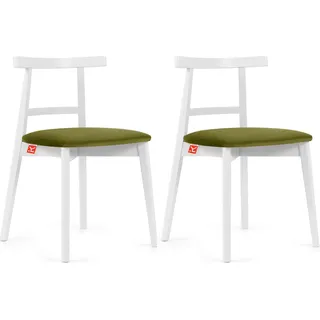 KONSIMO Esstischstühle 2 St "LILIO", Oliv, Buchenholz, Vintage, 47x76,5x45cm - Grün