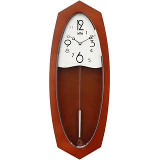MPM Quality Design Pendeluhr, Dunkle Holz-Wanduhr, Hochwertige Verarbeitung Aus Holz Und Glas, Elegante Modern, Präziser Quarz-Schrittmotor, Große Mit Pendel, Wohnzimmeruhren